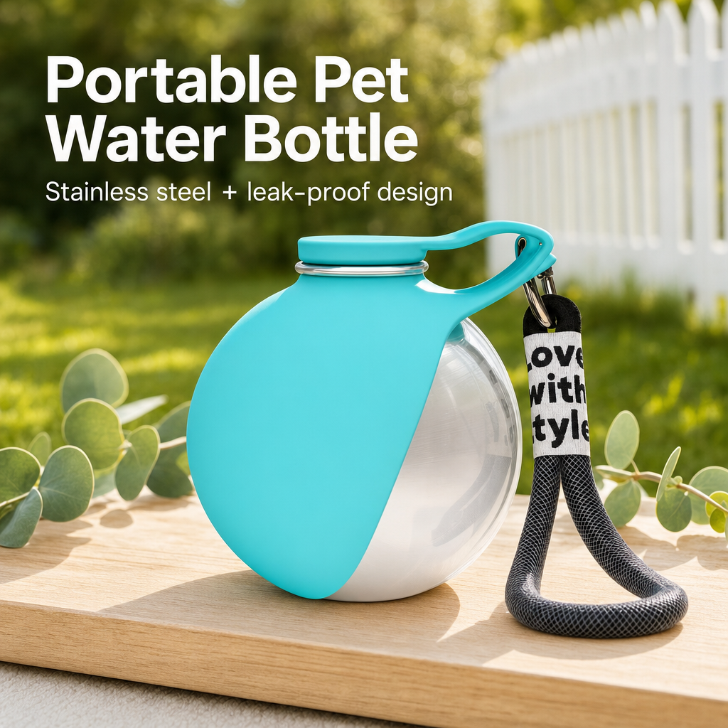 2-in-1 Stainless Steel Pet Travel Water Bottle